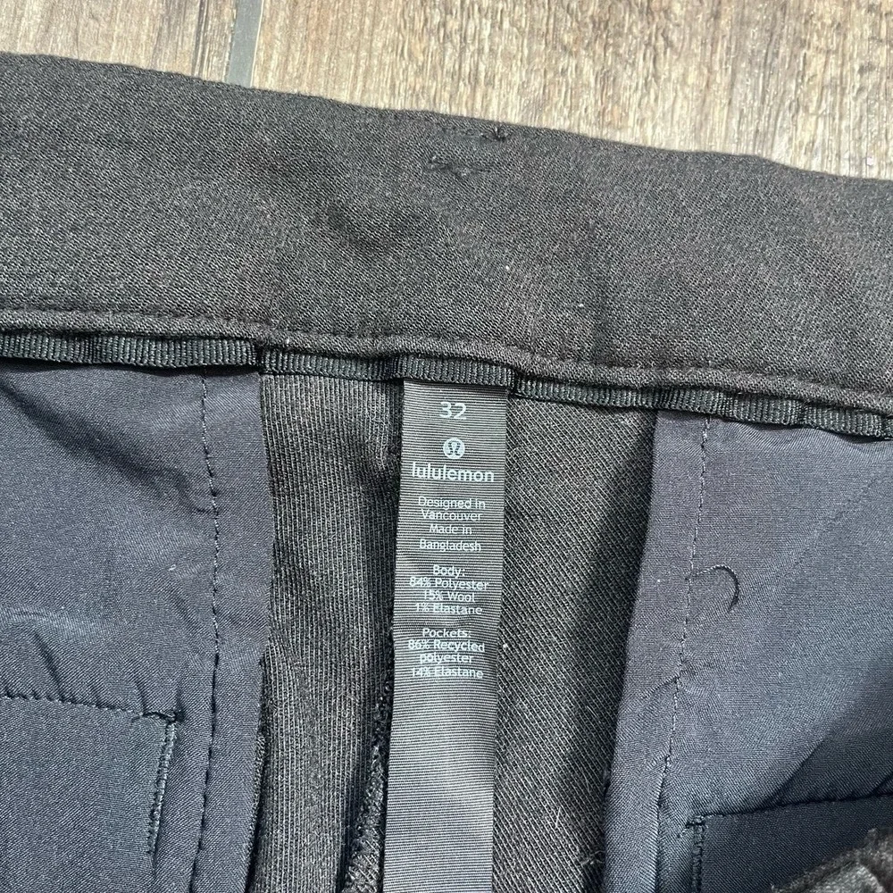 Lululemon Trousers Wool Blend Dark Gray Commission Pant Slim‎ Fit Men's Size 32